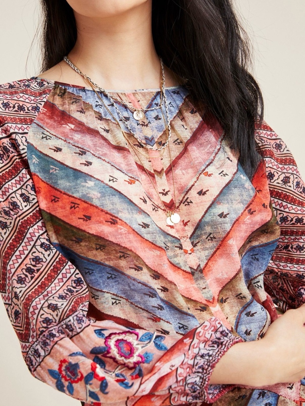 Anthropologie Uma Paesant Blouse in abstract print. Size M. - Picture 2 of 9